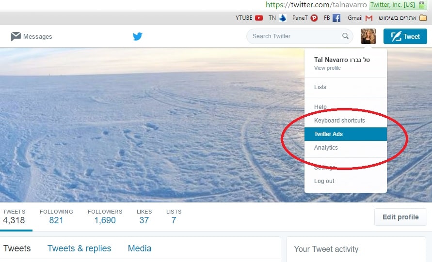 פרסום בטוויטר