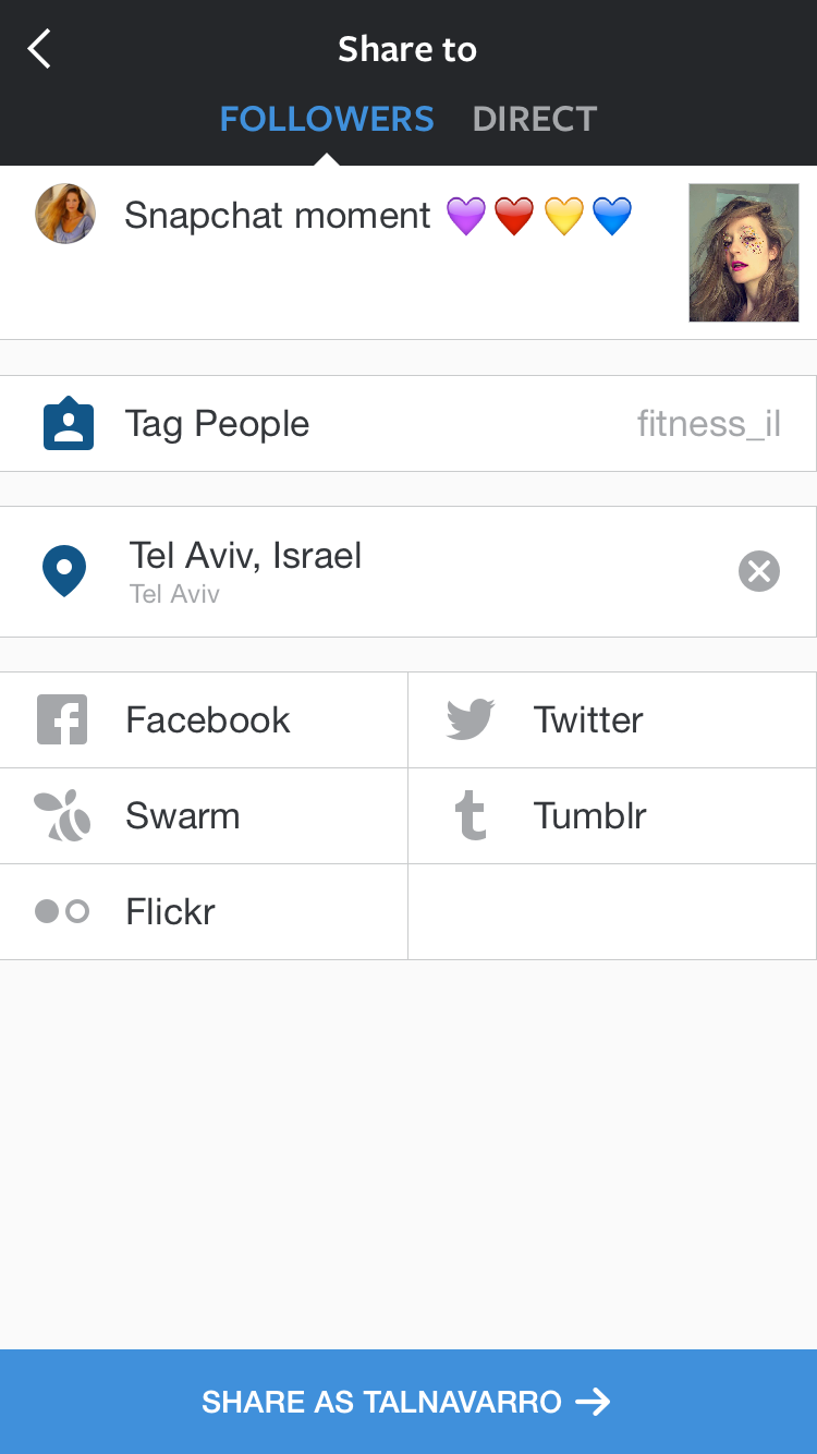 שיתוף באינסטגרם