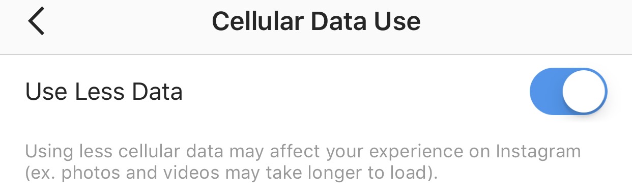 cellular data use Instagram